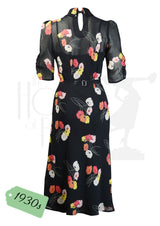 30s Loretta Bias Dress & Slip - Poppy