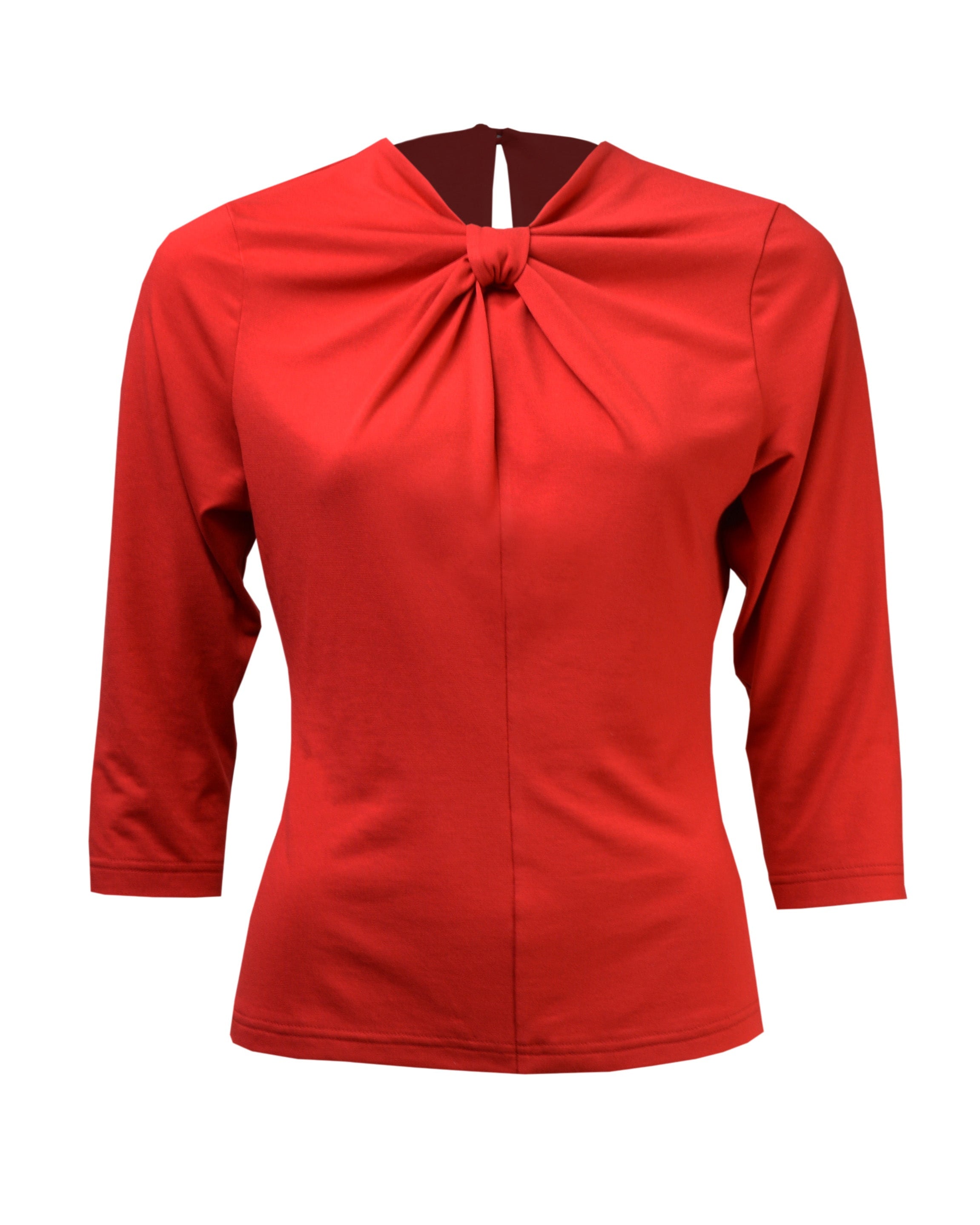 50s Bow Jersey Top - Red