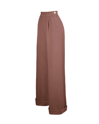 1930s/40s wide leg trousers - brown check 