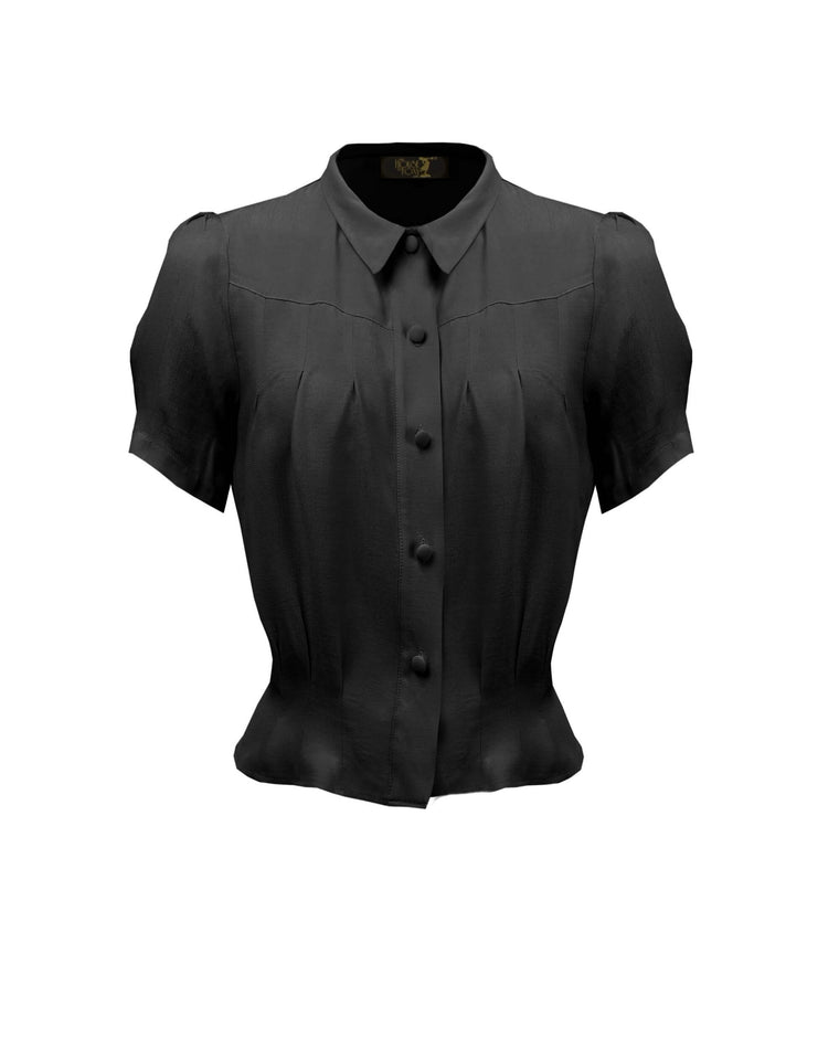 1930s Bonnie Blouse - Black – House of Foxy