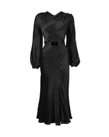 1930s Joanie Bias Cut Dress - Ebony Satin