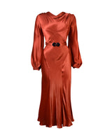 1930s Joanie Bias Cut Dress - Rust Satin