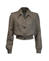 40s Americana Button Jacket - Brown Herringbone