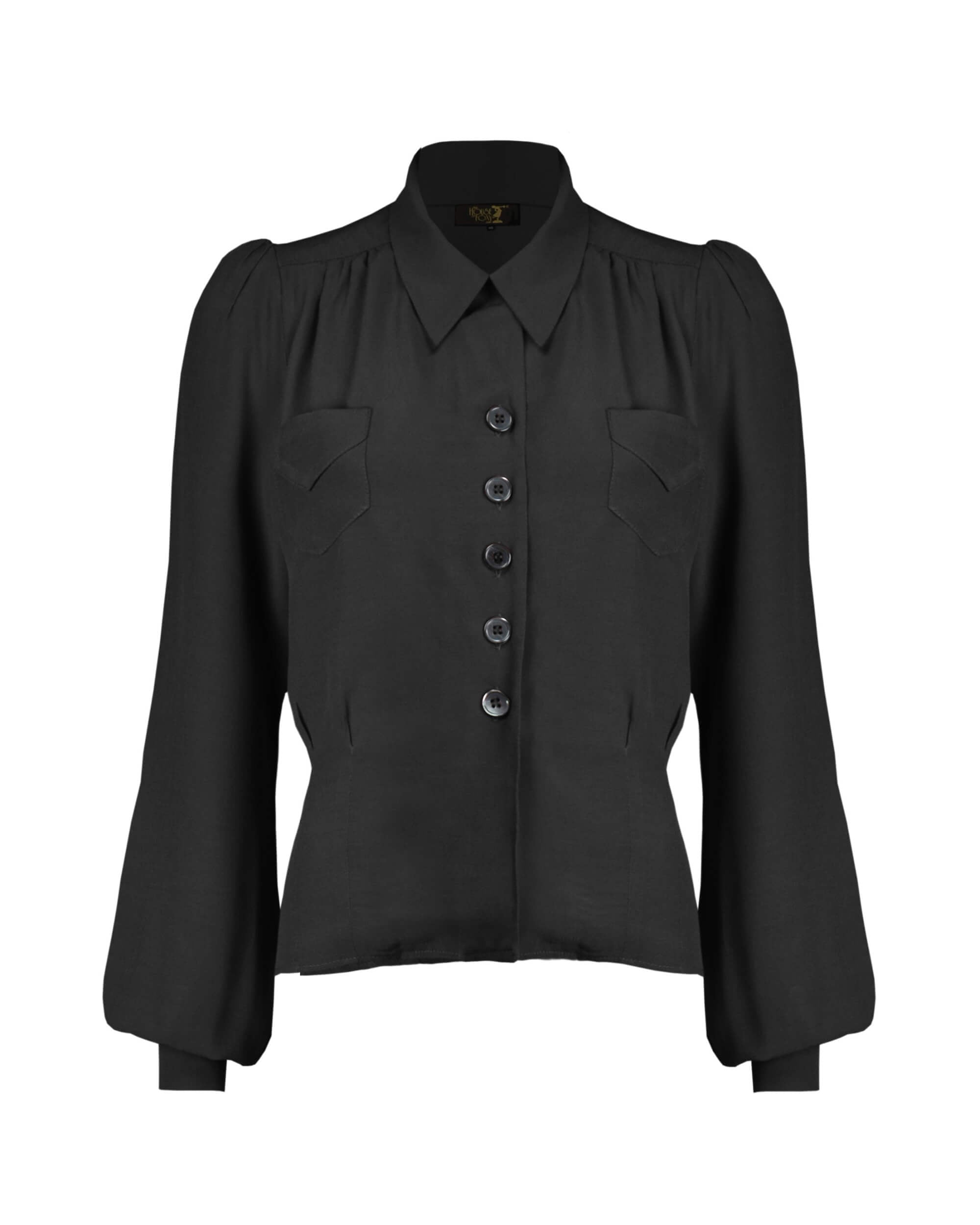 40s Sweetheart Blouse - Black