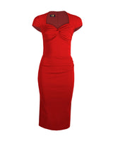 1950s Foxy Lady Wiggle Dress - Ferrari Red