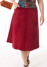 1970s A-line Corduroy Skirt - Wine