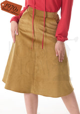 1970s A-line Corduroy Skirt - Tan