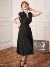 30s 'Ava' Tea Dress - Ebony