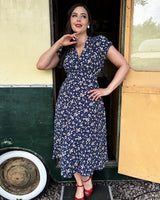 30s 'Ava' Tea Dress - Nightblossom