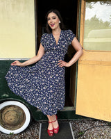 30s 'Ava' Tea Dress - Nightblossom