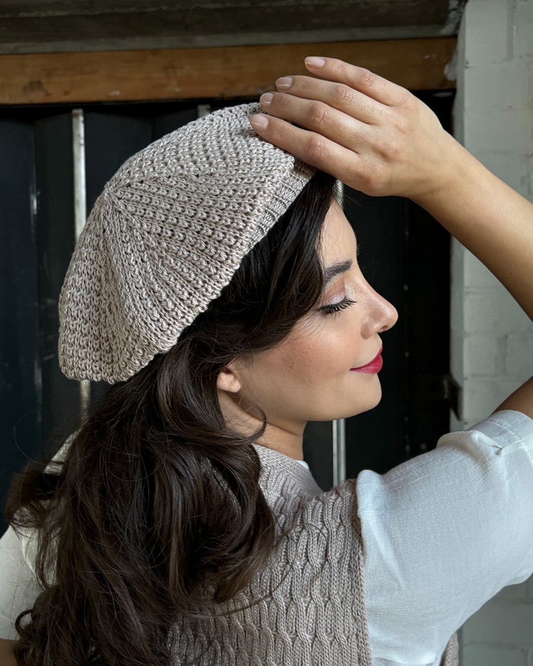 Knitted Beret - Pearl