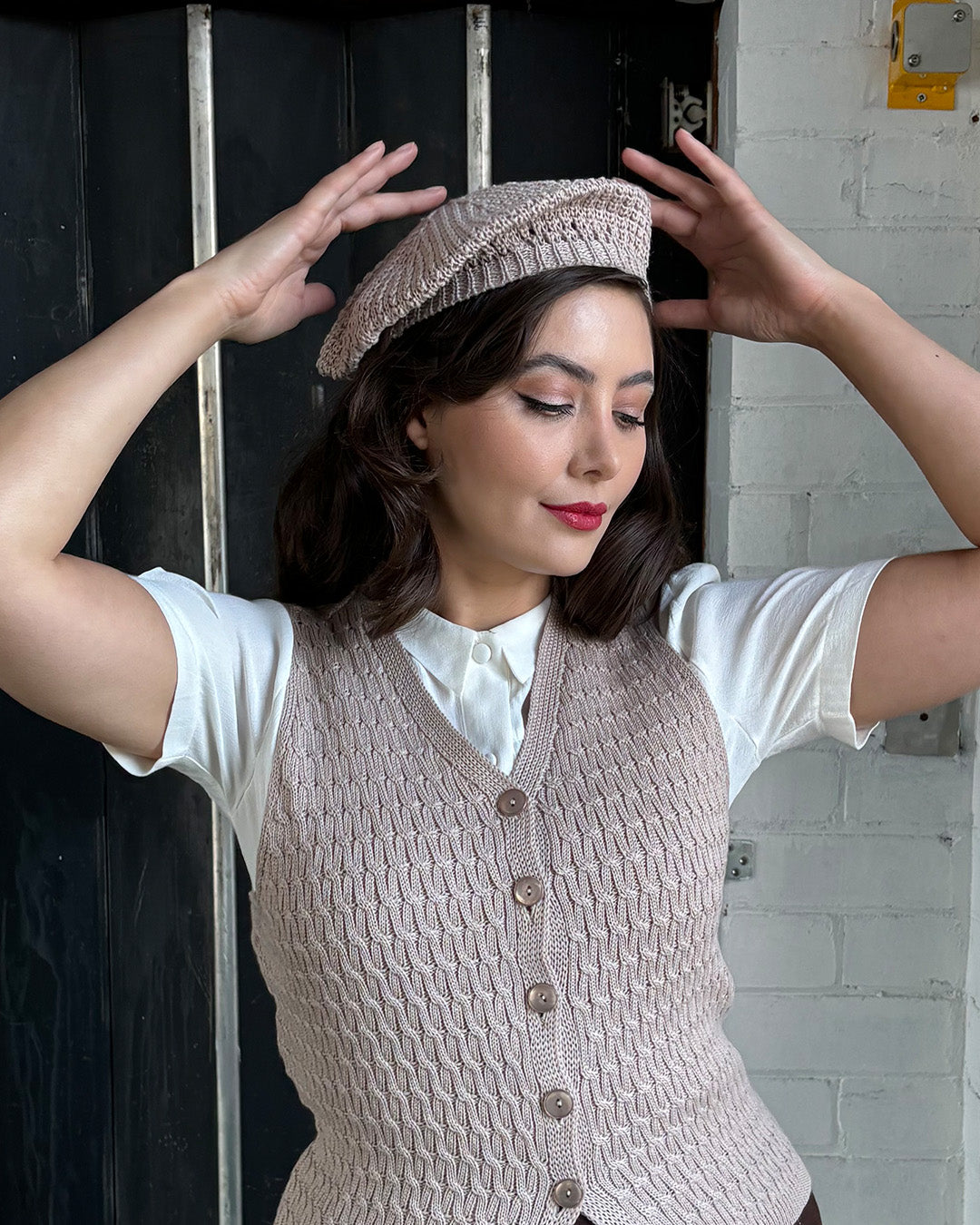 Knitted Beret - Pearl