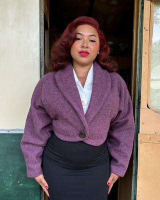 1950s Marilyn Crop Jacket in Mauve Wool