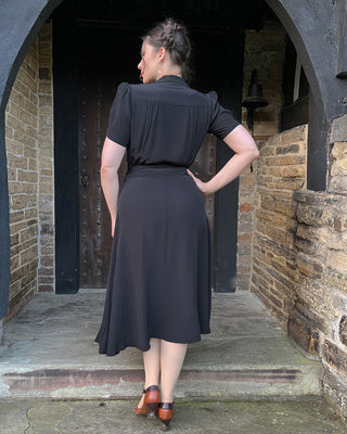 1940s Shirt-waister Dress - Black