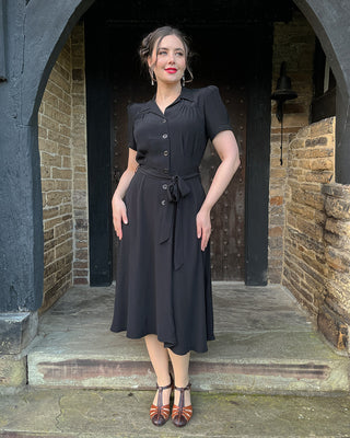 1940s Shirt-waister Dress - Black