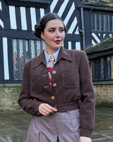 1940s Americana Button Jacket - Brown