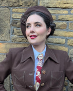 1940s Chevron Beret - brown