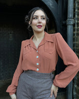 1940s Sweetheart Blouse - Burnt Peach