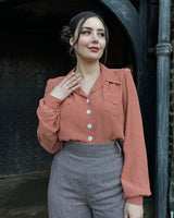 1940s Sweetheart Blouse - Burnt Peach