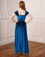 1940s Celeste Evening Gown - Azure Blue Velvet