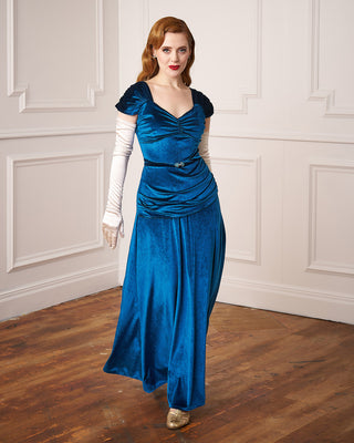 1940s Celeste Evening Gown - Azure Blue Velvet