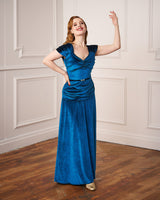 1940s Celeste Evening Gown - Azure Blue Velvet