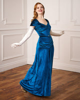 1940s Celeste Evening Gown - Azure Blue Velvet