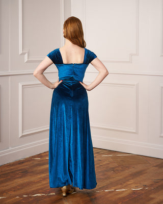 1940s Celeste Evening Gown - Azure Blue Velvet