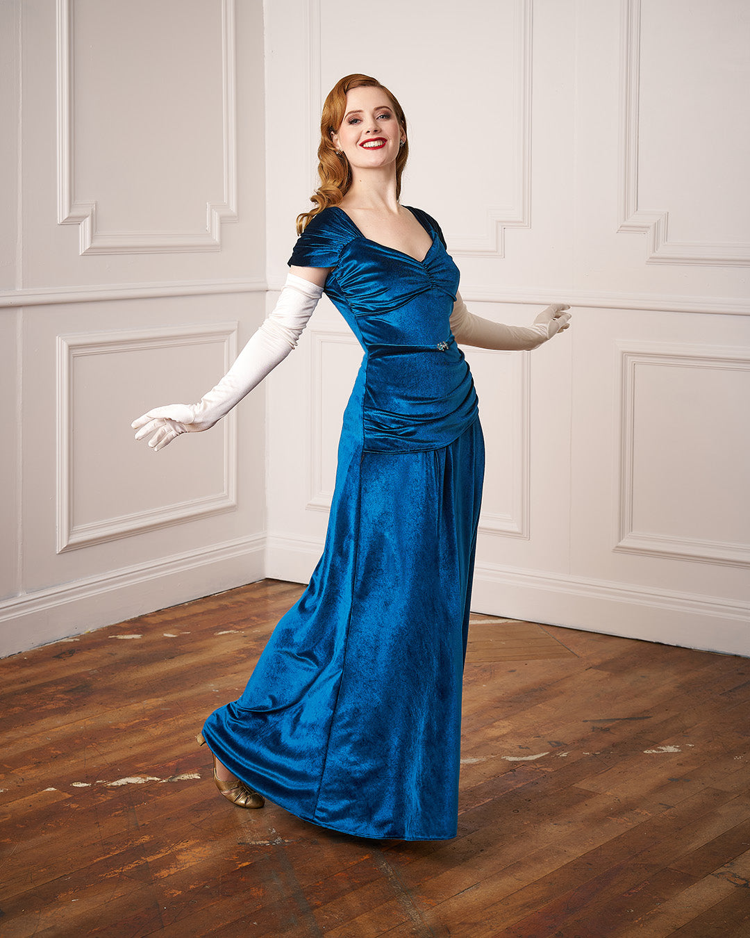 1940s Celeste Evening Gown - Azure Blue Velvet