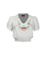 Collared Peasant Blouse - multi/ivory