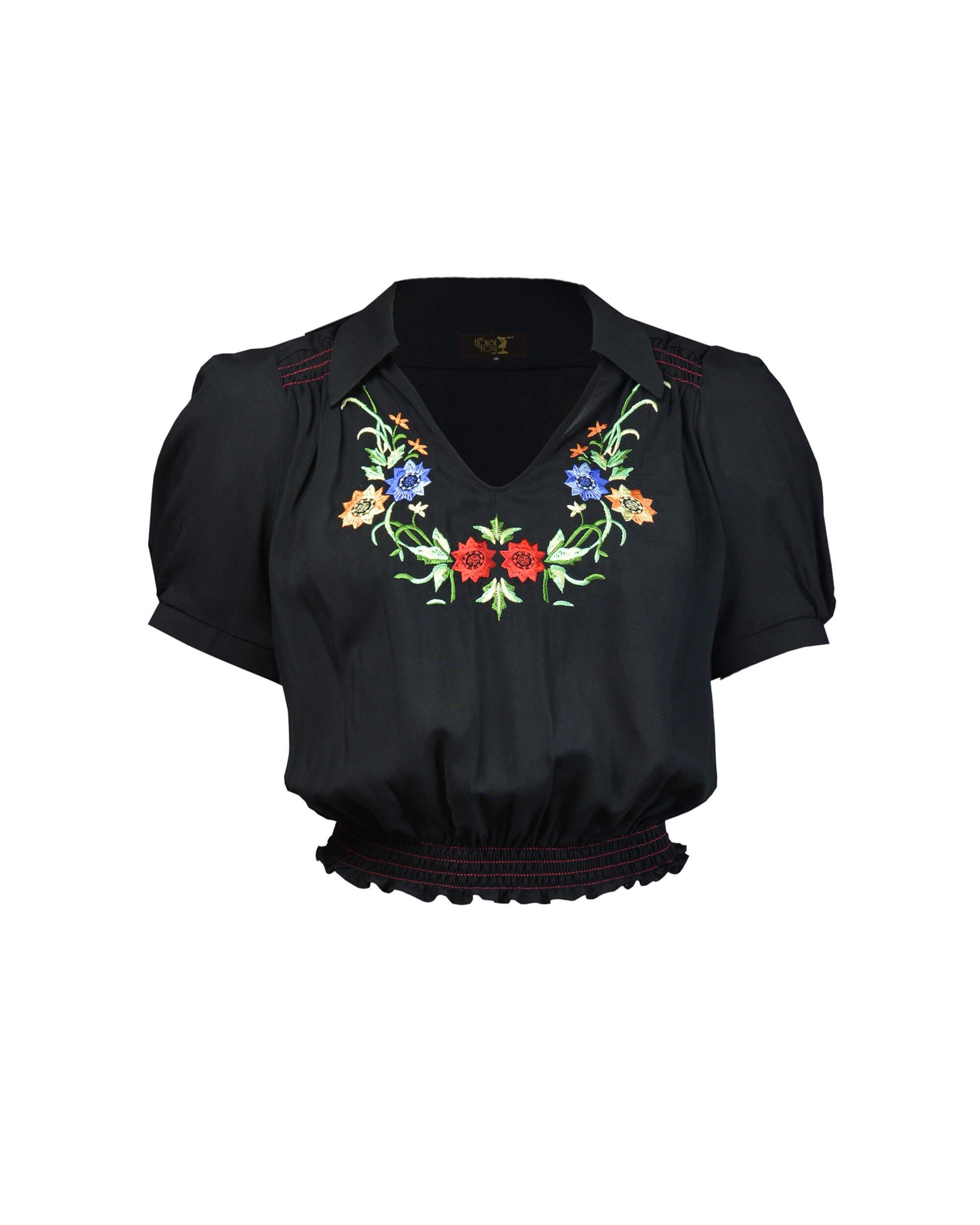 Collared Peasant Blouse black multi