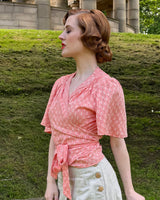 1930s Wrap Blouse - Coral