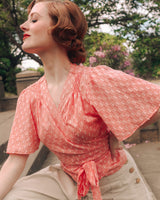 1930s Wrap Blouse - Coral