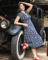 30s 'Ava' Tea Dress - Nightblossom