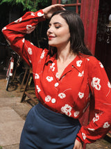 40s Victory Blouse - Ruby Bloom