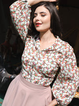 1950s Lola Blouse in Beautyberry Georgette