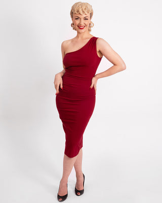 Norma Wiggle Dress in Wine Red