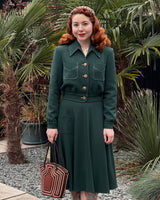 40s Americana Button Jacket - Bottle Green