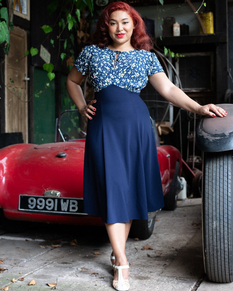 40s Grable Tea Dress - Nightblossom