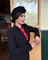 1940s Halo Beret - Black