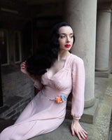 40s 'Marian' Midi Dress - Blush Pink