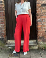 40s Hepburn Pleated Trousers - Terracotta