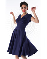 1950s Retro Swing Dress - Navy