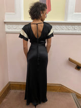 30s Paramour Bias Cut Gown - Black & Ivory Satin