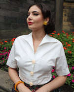 50s Norma Jean Blouse - Ivory