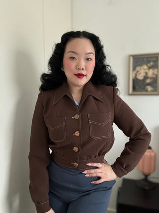 40s Americana Button Jacket - Brown