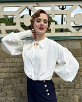 30s Poet Blouse in Ivory