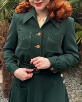 1940s Americana Button Jacket - Bottle Green