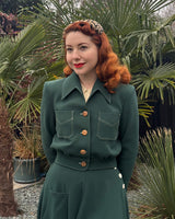 1940s Americana Button Jacket - Bottle Green