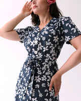 Pretty Retro 40s Shirt Dress - Navy Tiki